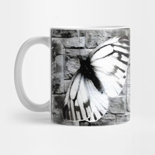 Butterfly Black and White Spray Paint Wall Mug